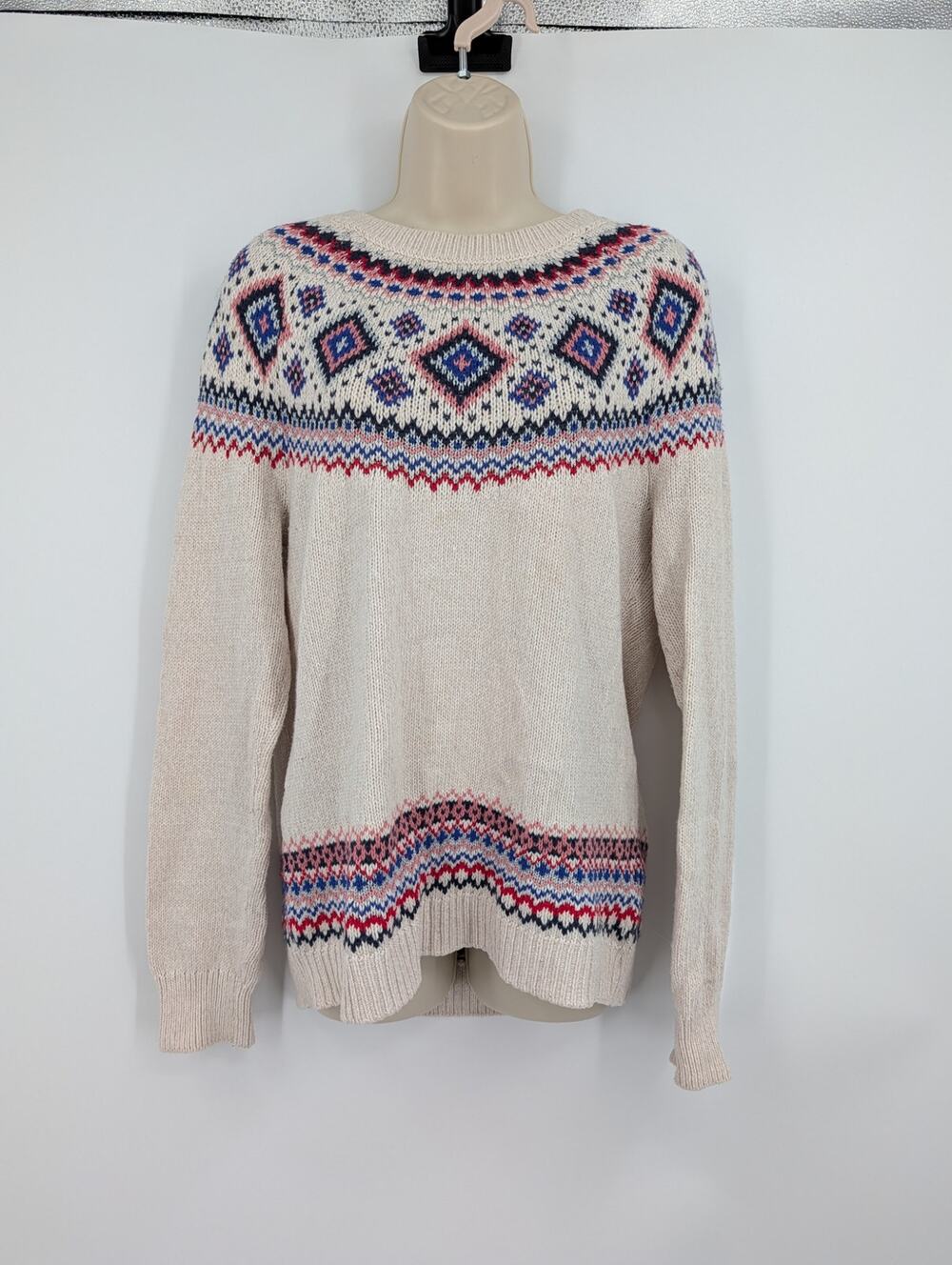 Old Navy Fair Isle Women's Large Cable Knit Sweater Comfy Lounge Warm Layers